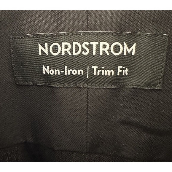 NWOT Nordstrom Piqué Button-Up Shirt Trim Fit Pima Cotton Mens Black SZ 15 34-35 - Picture 5 of 6